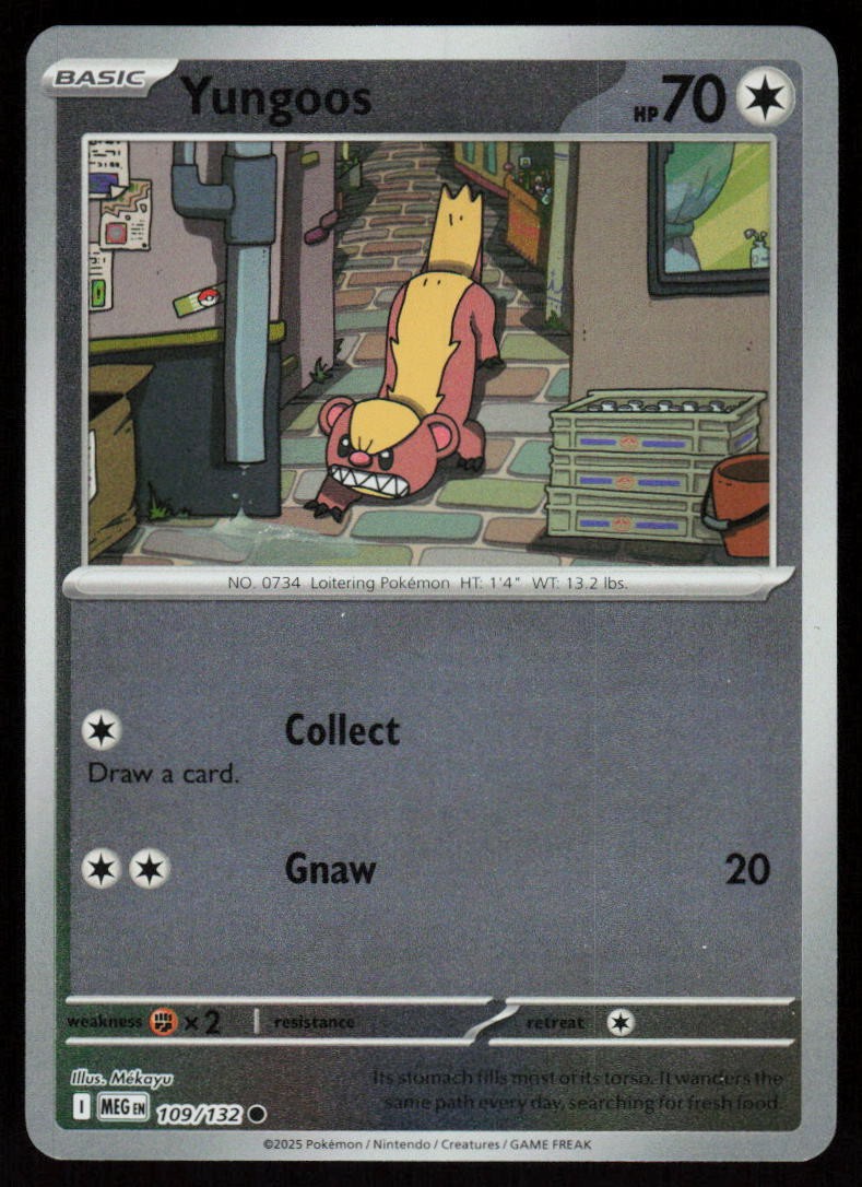 Yungoos 109/132 Common Mega Evolution Pokemon Reverse Holo Near Mint