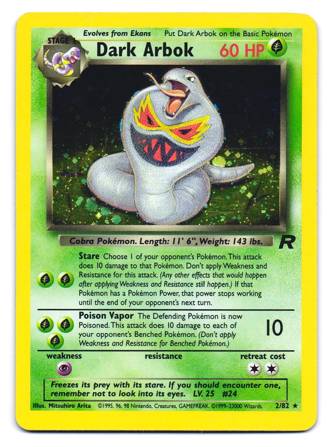 Dark Arbok 2/82 Holo Rare Team Rocket Pokemon Unlimited Holo LP