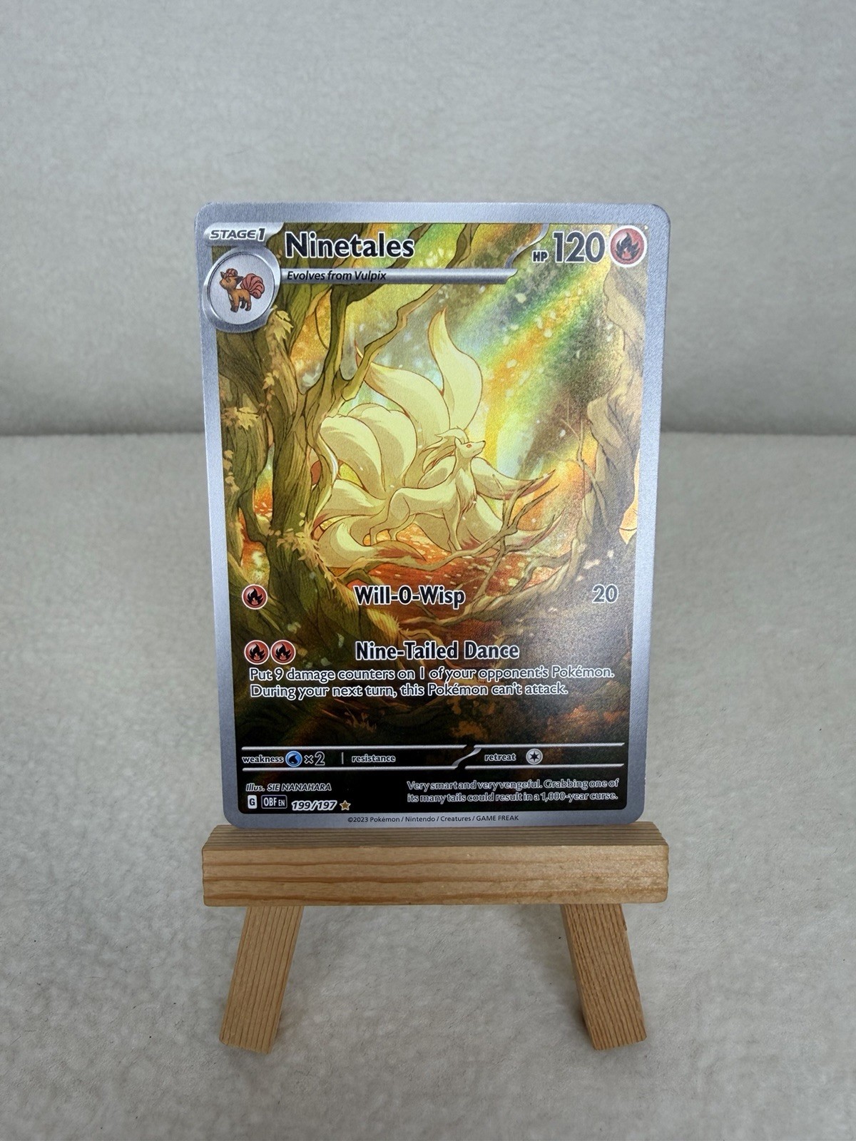 Pokémon TCG Obsidian Flames Ninetails Full Art Illustration Rare Card 199/197 NM