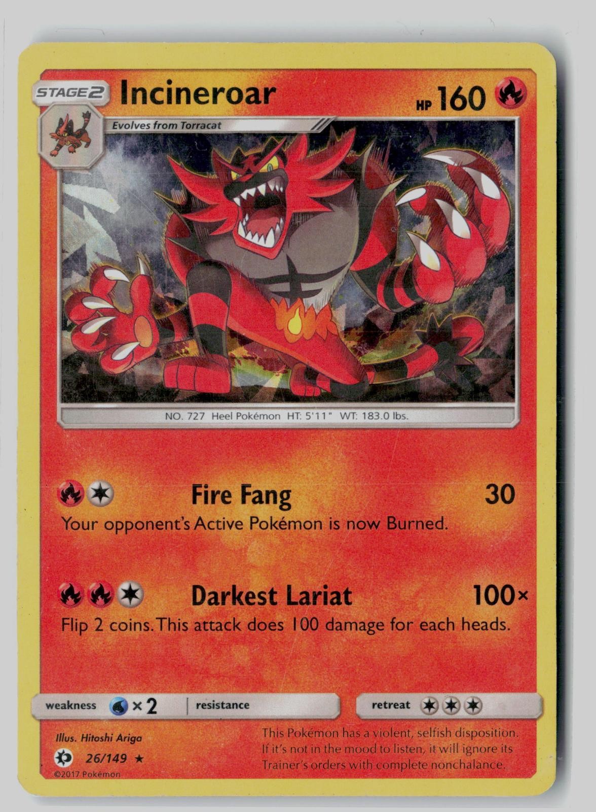 Incineroar (Cracked Ice Holo) 26/149 Holo Deck Exclusives Pokemon Holo MP