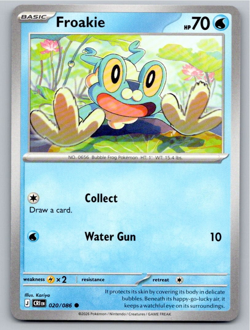 2026 POKEMON FROAKIE CHAOS RISING 020/086 COMMON NM A12608 FREE S&H