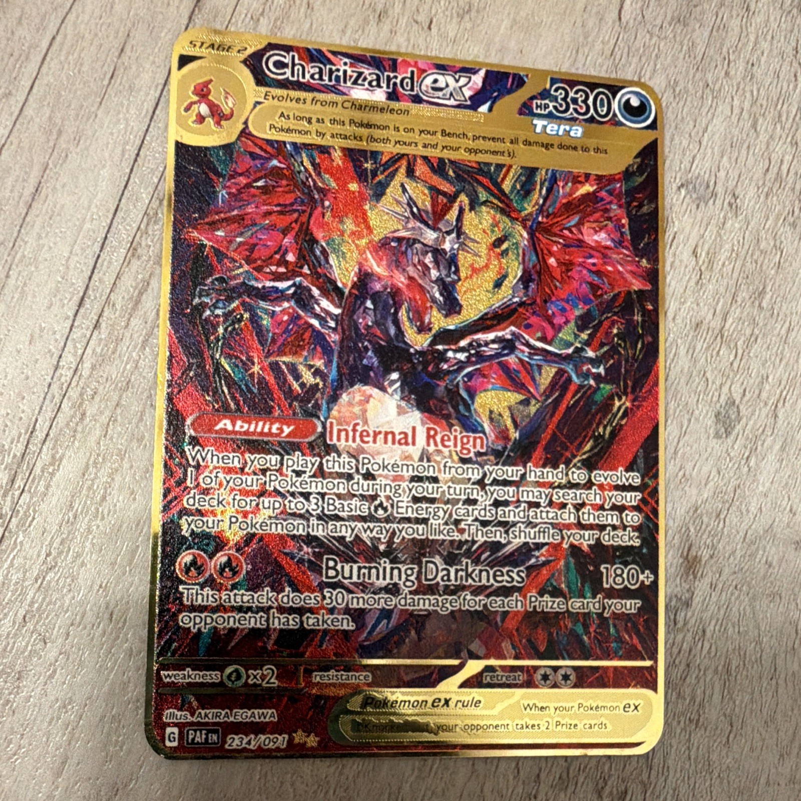 Nintendo Pokemon TCG Charizard ex 234/091 Gold foil Full Art Holo 330HP