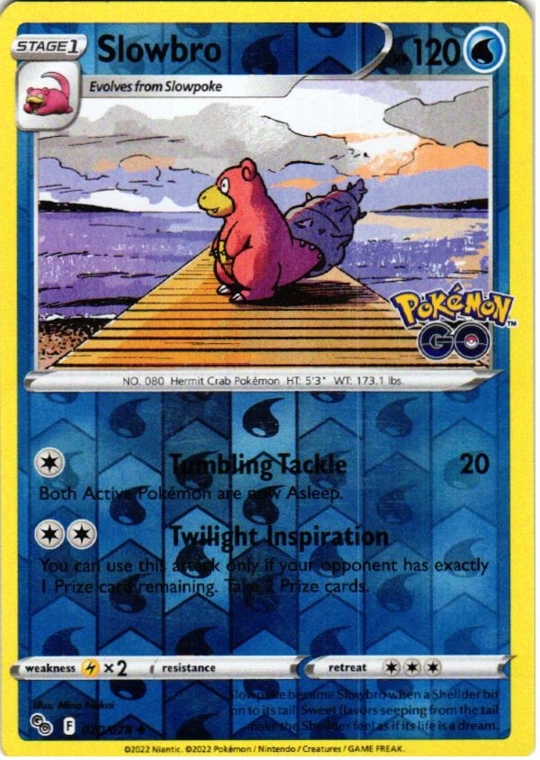 Slowbro 020/078 Uncommon Pokemon GO Pokemon Reverse Holo Moderately Played
