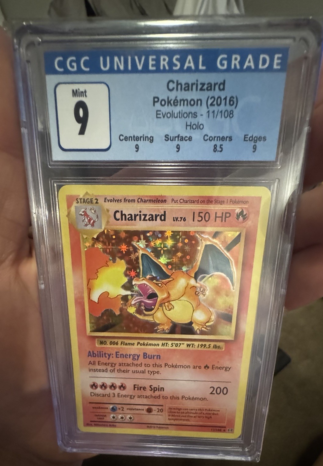Pokémon TCG 2016 Charizard Evolutions 11/108 Holo + Reverse Holo CGC MINT 9 SET