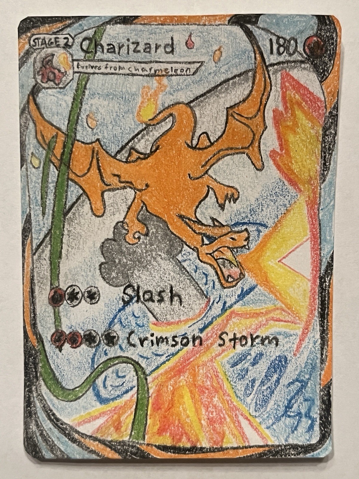 Pokemon Pocket Charizard Immersive Rare #280 Hand Drawn Art Color Pencil Drawing