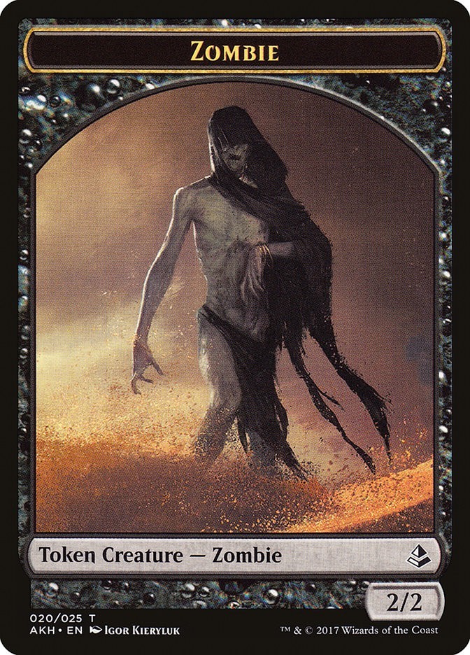 ZOMBIE 2/2 TOKEN MTG – AKH AMONKHET 020/025 LP – CHEAP