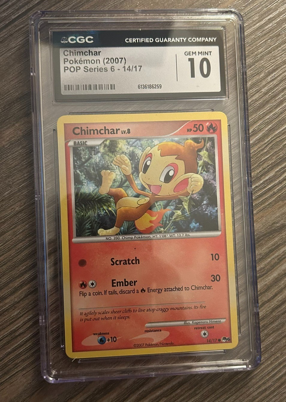 CGC Gem Mint 10 Chimchar POP Series 6 14/17 Pokémon Card 2007