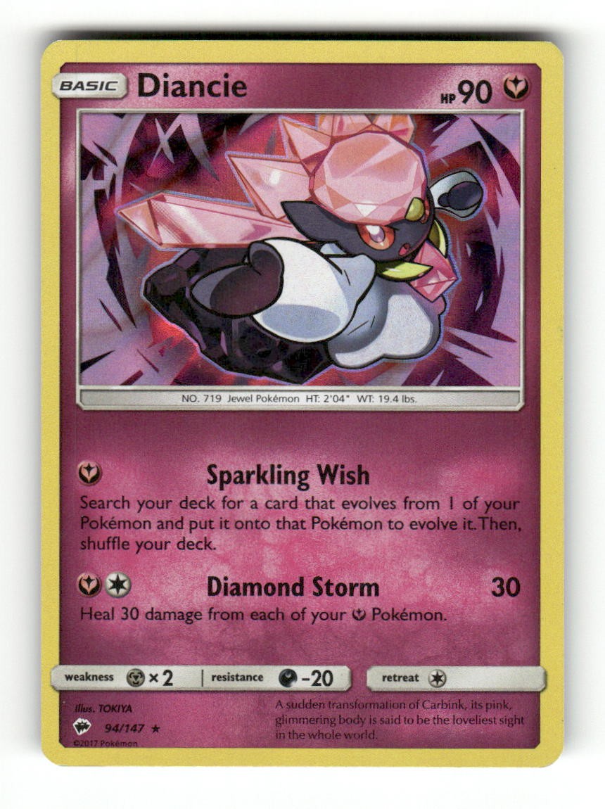 Diancie 94/147 Holo Rare Burning Shadows Pokemon Moderately Played TOKIYA