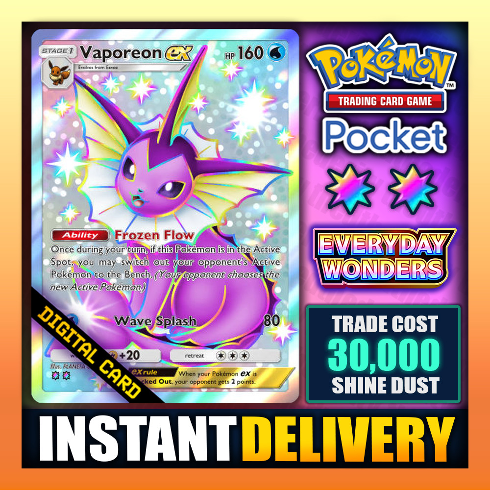 Vaporeon EX Shiny ✡️ Pokemon TCG Pocket – Everyday Wonders – English – Instant✅