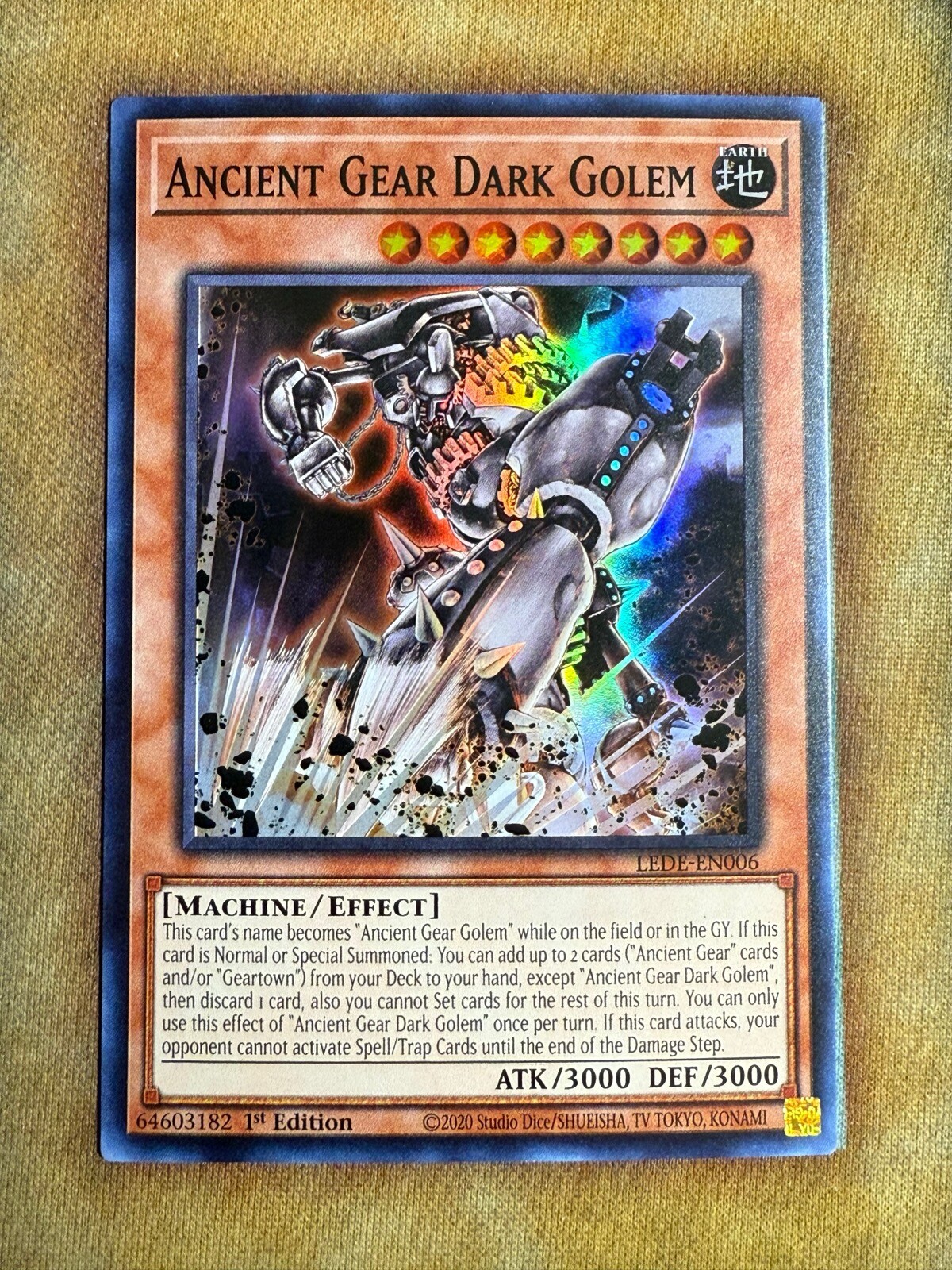 Yugioh Ancient Gear Dark Golem LEDE-EN006 Super Rare 1st Ed NM