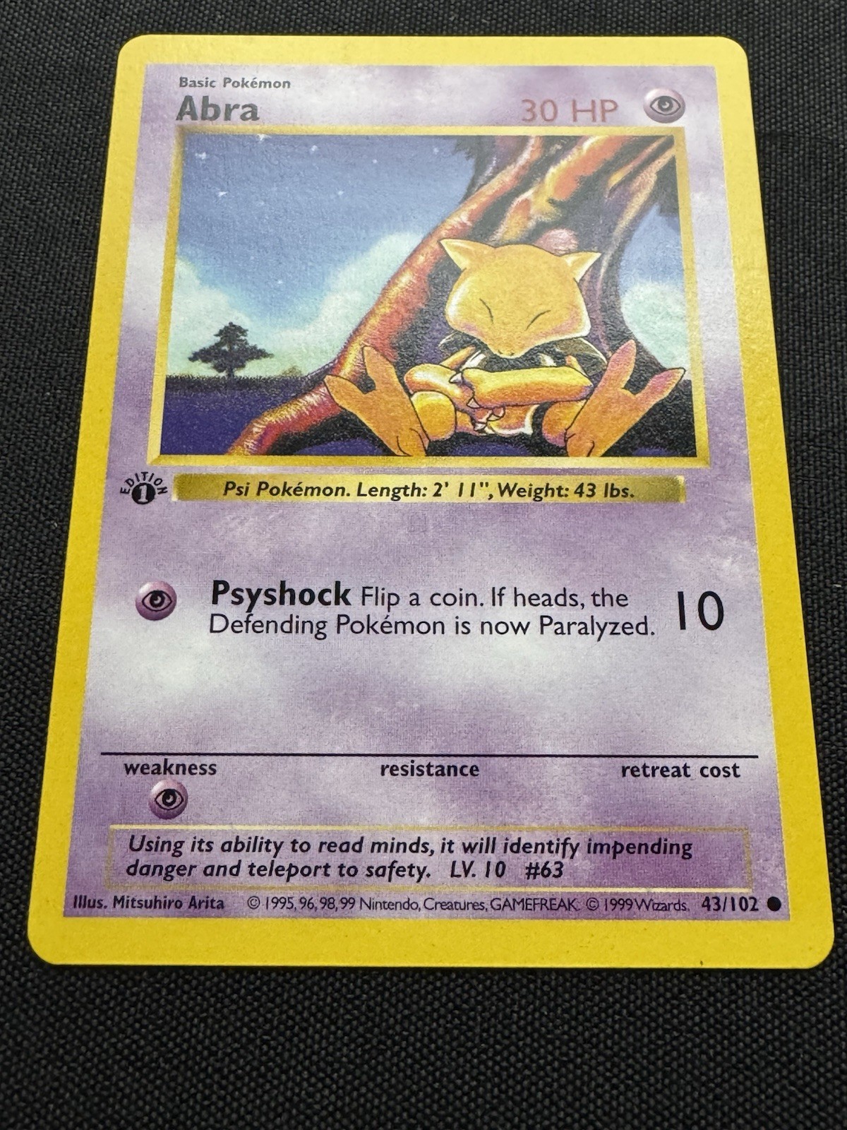Pokémon Abra 1st Edition Base Set Shadowless (43/102) WOTC 1999