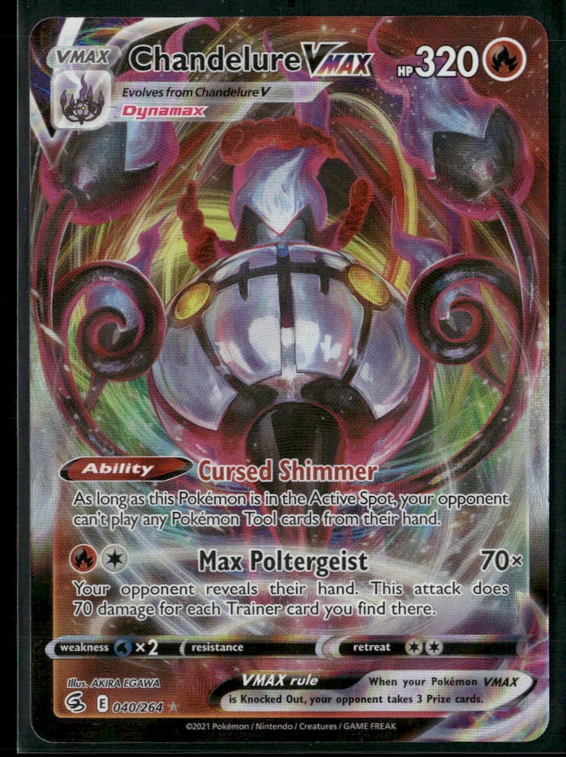 Chandelure VMAX 040/264 Holo VMAX Rare Fusion Strike Pokemon Near Mint