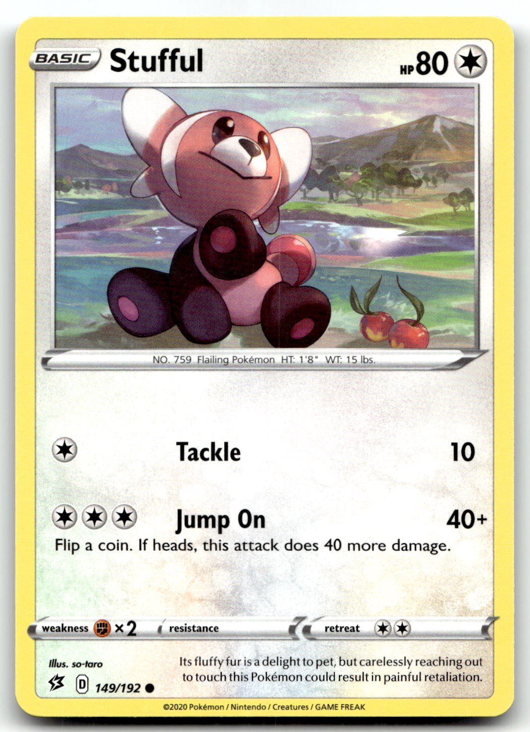 Stufful 149/192 SWSH02: Rebel Clash Common Normal Pokemon TCG NM
