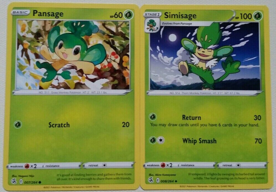 Pokemon – Fusion Strike – Pansage – 007/264 + Simisage 008/264 – Evolution Set