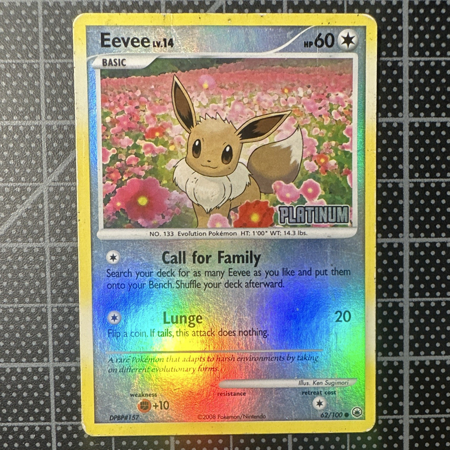 Eevee 62/100 Platinum Burger King Promo Reverse Holo EN 60HP 2008