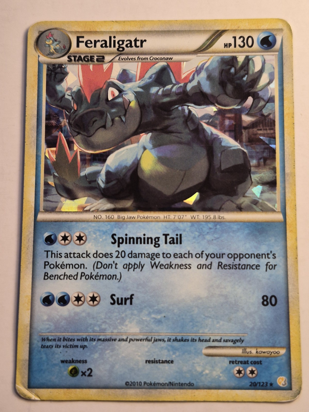 Feraligatr Holo Rare HeartGold SoulSilver Cracked Ice 20/123 2010