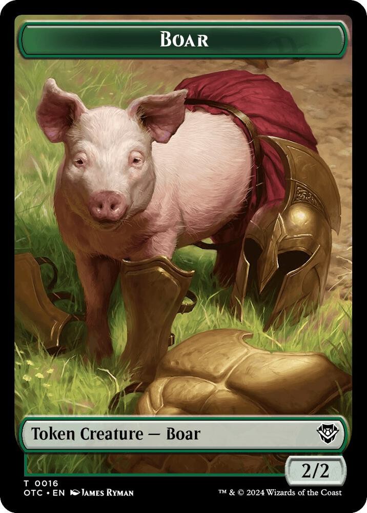 Boar/Manifest Double-Sided Token 16/28 Commander: OTC Magic: The Gathering NM