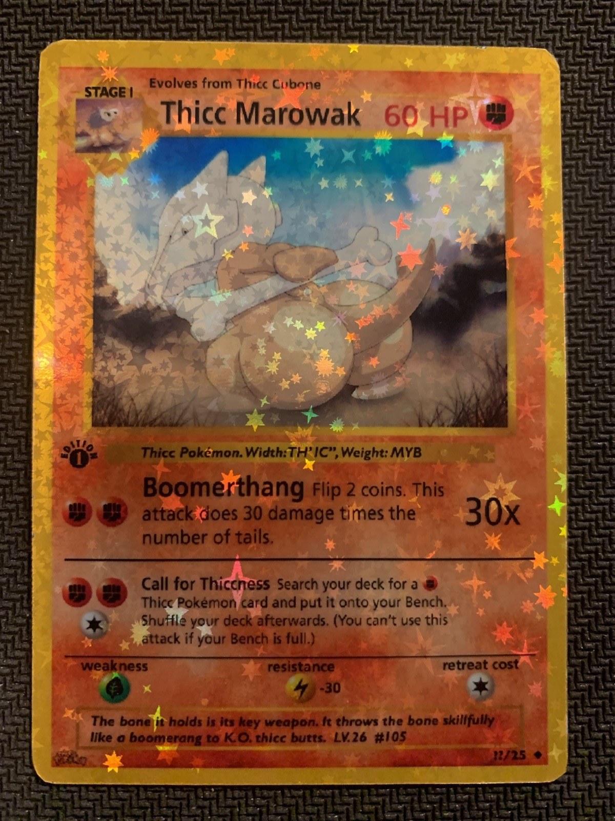 Thicc Marowak (Alternative Custom Art ) Holografic Card