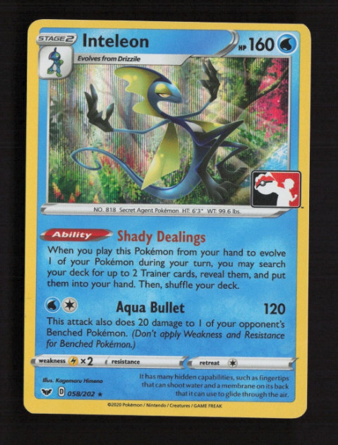 Inteleon – 058/202 – Black Star Promo – League Stamped – Sword & Shield – NM/M