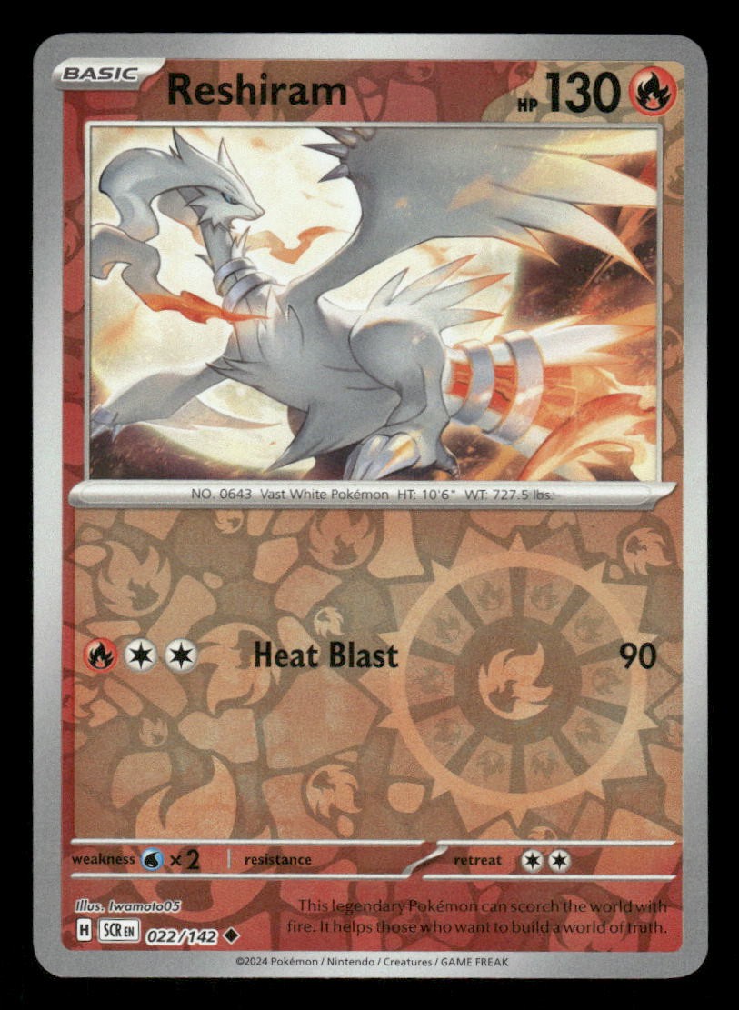Reshiram 22/142 UC Stellar Crown Reverse Holo NM/M Pokemon