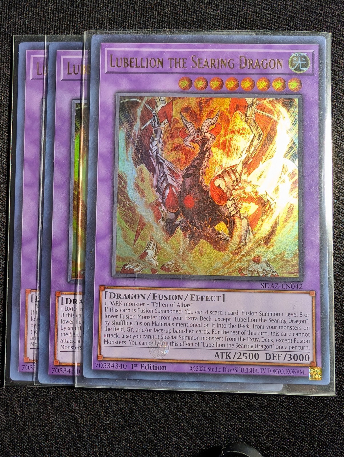 Yugioh – 3x Lubellion the Searing Dragon SDAZ-EN042 1st Utlra Rare NM