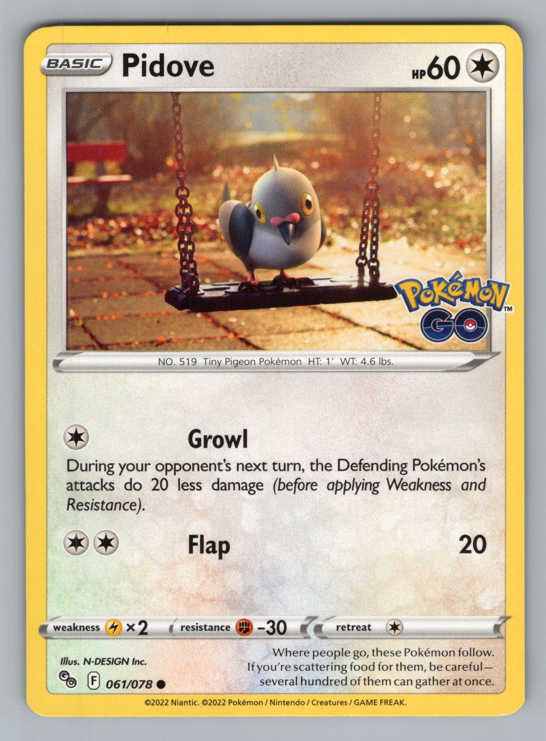PIDOVE 061 C POKEMON NM PGO N-DESIGN INC.!#