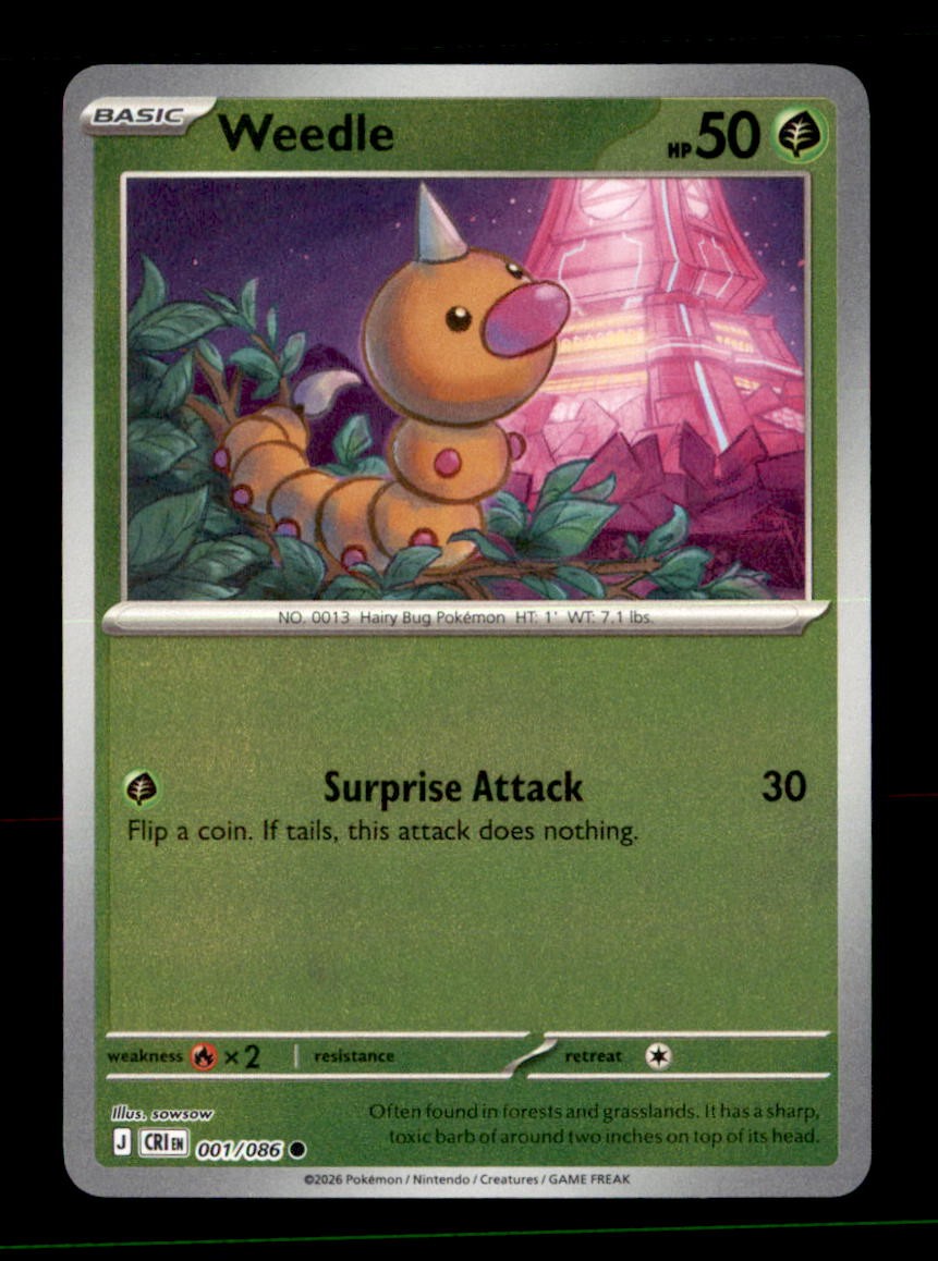 Weedle 001/086 Common Chaos Rising Pokemon Reverse Holo Near Mint