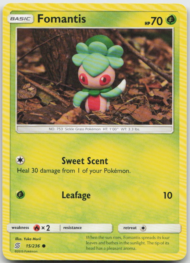 Fomantis 15/236 Yuka Morii Art Common Unified Minds Pokemon TCG NM