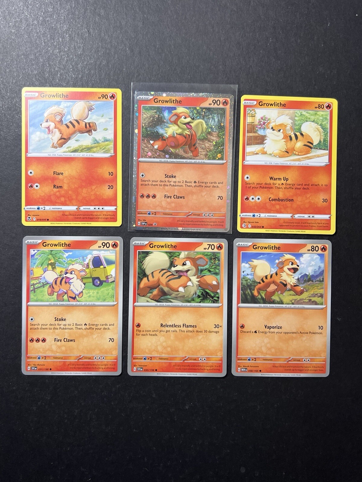 6 Growlithe Pokemon Card Collection Holo Promo SVP BSP SWSH SV PTCG A2
