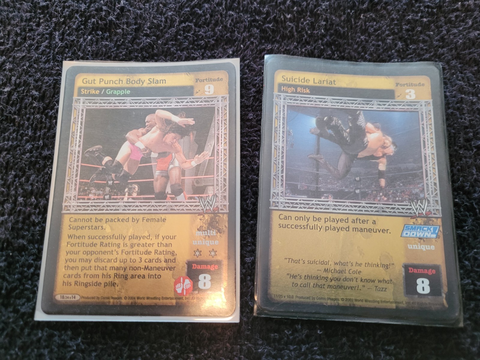 WWE RAW DEAL Rare Foil Set Sale. Gut Punch Body Slam 18/24 Suicide Lariat 11/25