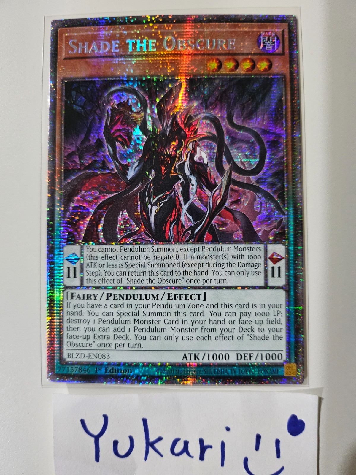 Shade the Obscure (Starlight Rare) BLZD-EN083 Blazing Dominion 1st Edition NM
