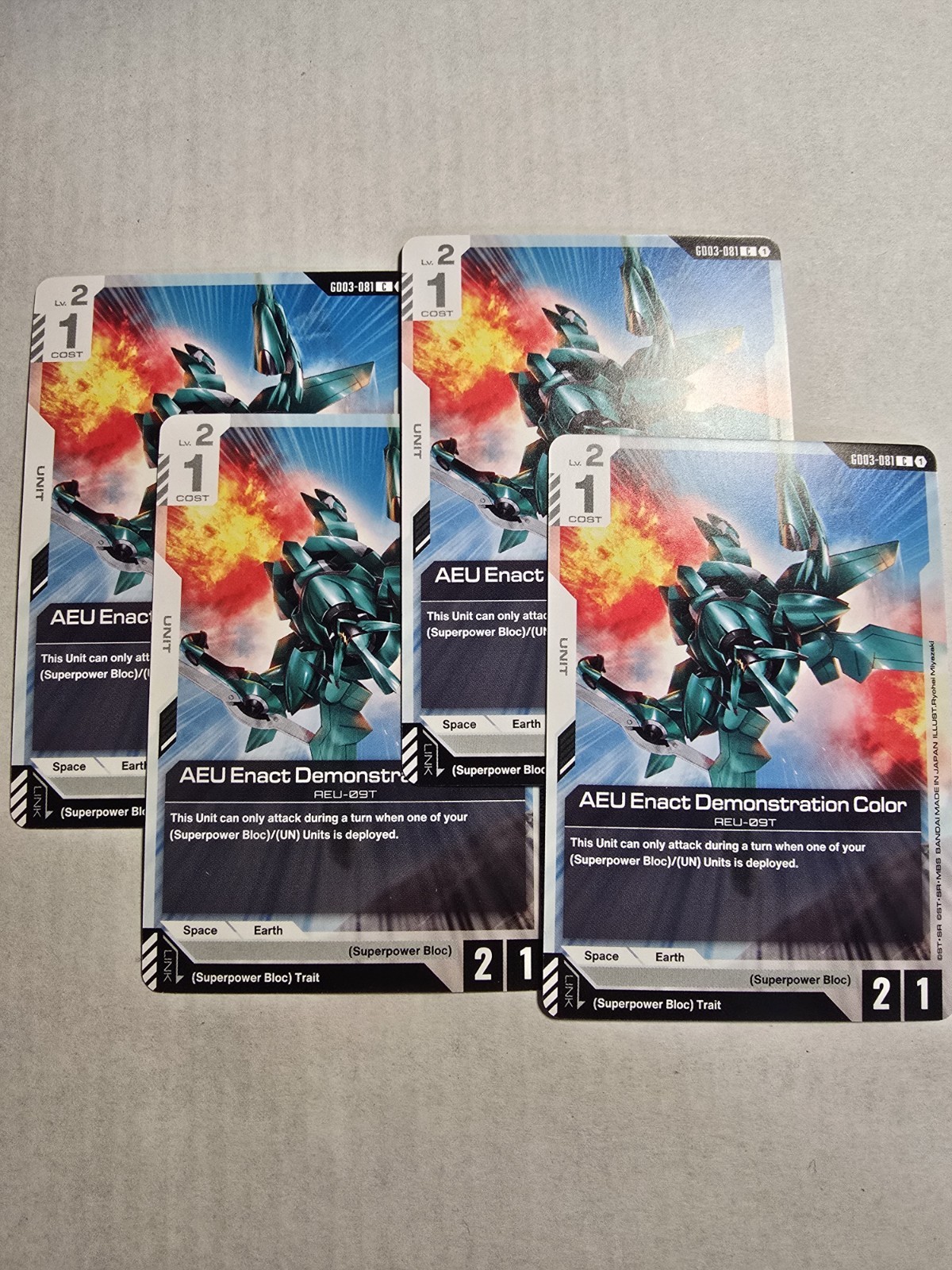 AEU Enact Demonstration Color x4 Playset Steel Requiem Gundam TCG