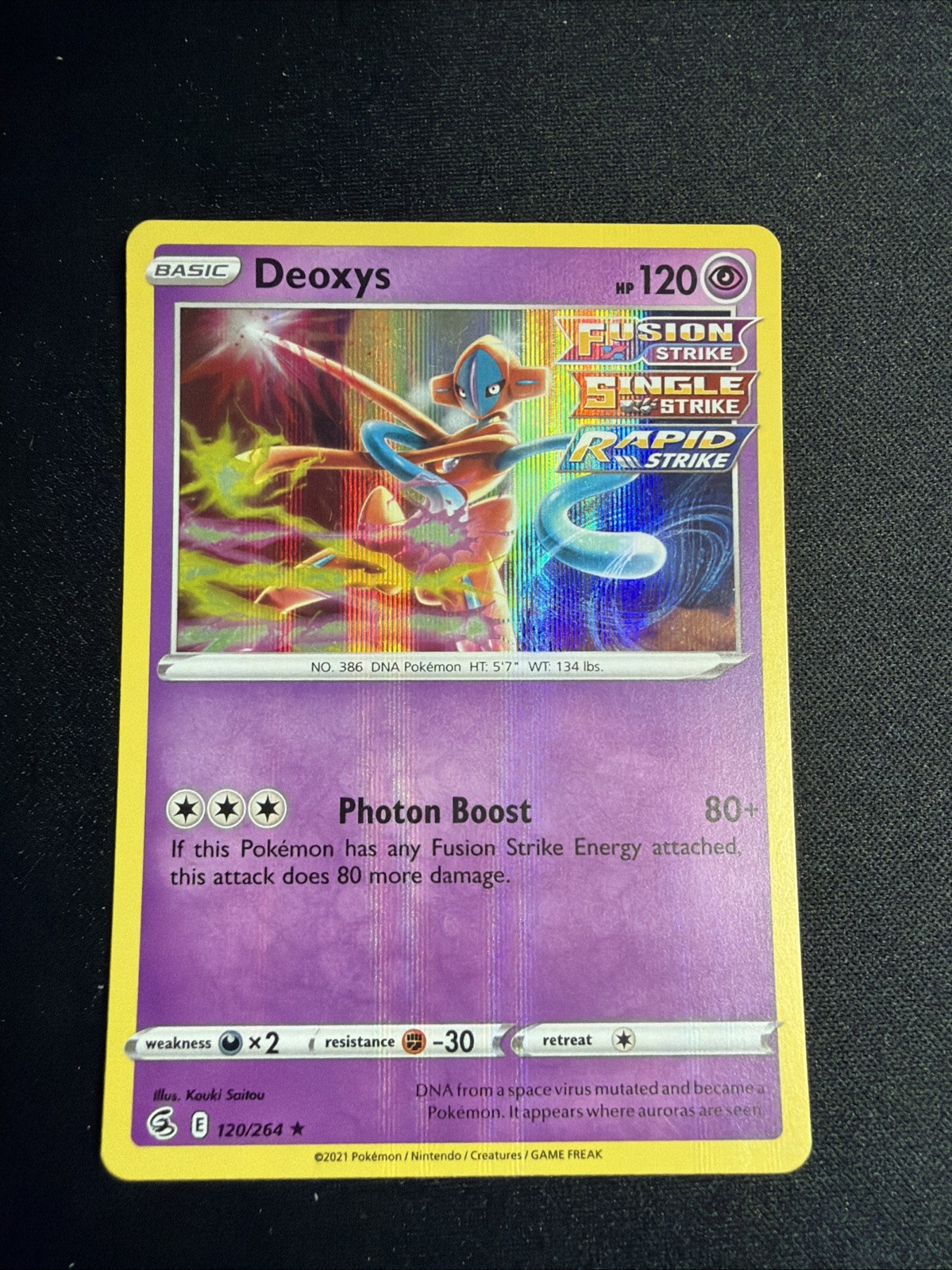💥 2021 Pokemon SWSH Fusion Strike Stamped Deoxys Holo # 120/264