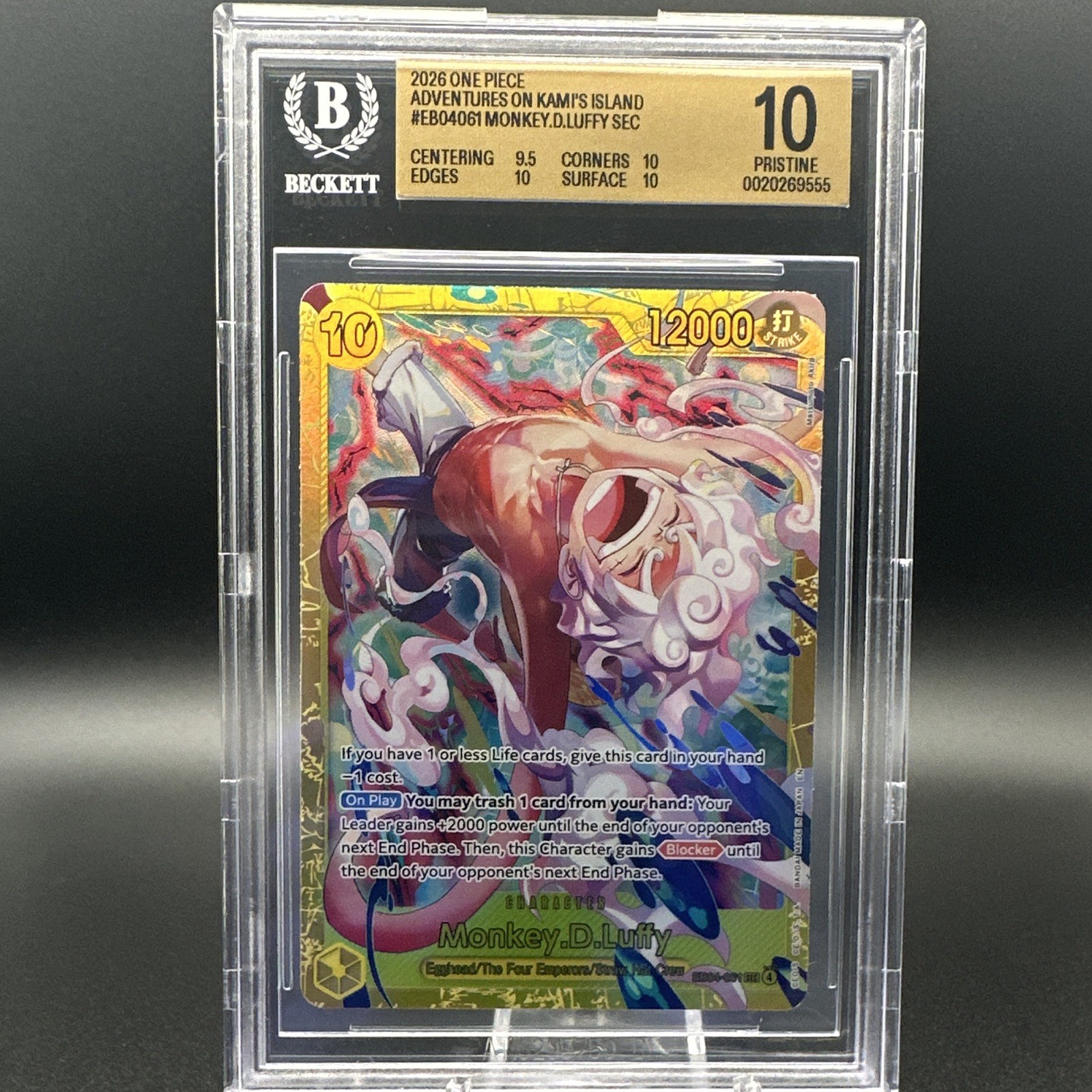 Bandai One Piece CCG Adventures on Kami’s Island Luffy SEC EB04-061 EN BGS 10