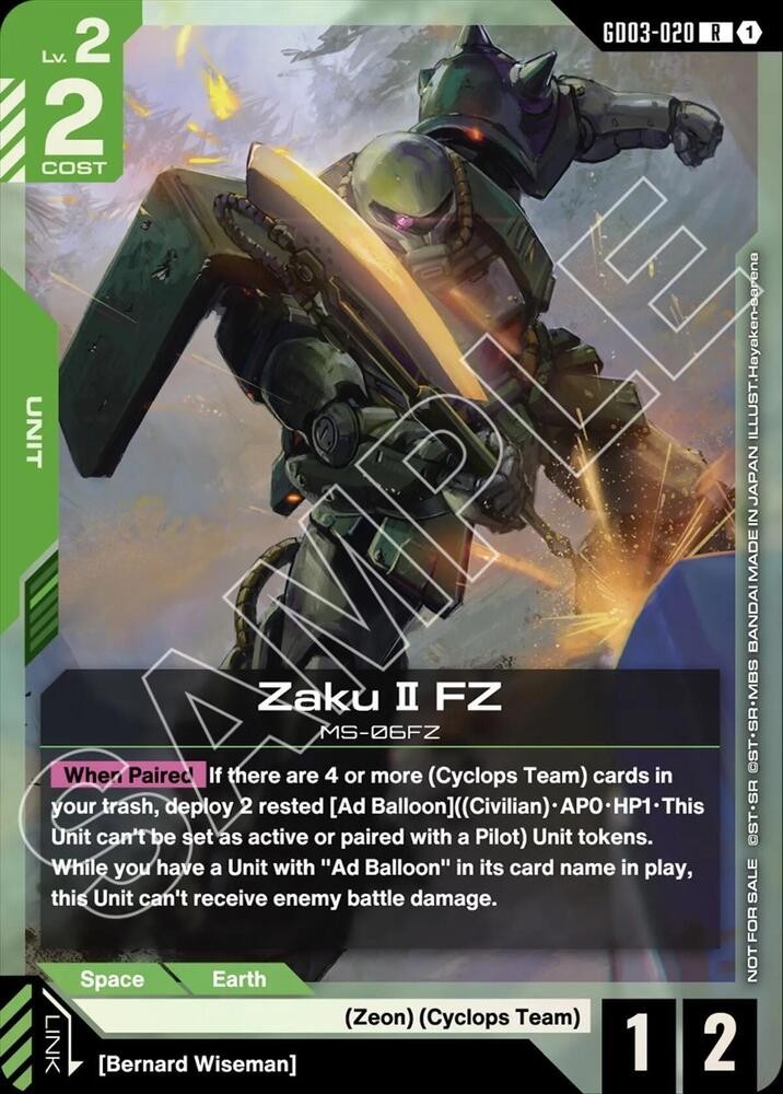 Zaku II FZ Alternate Art Foil – GD03-020 – Gundam TCG Card Game