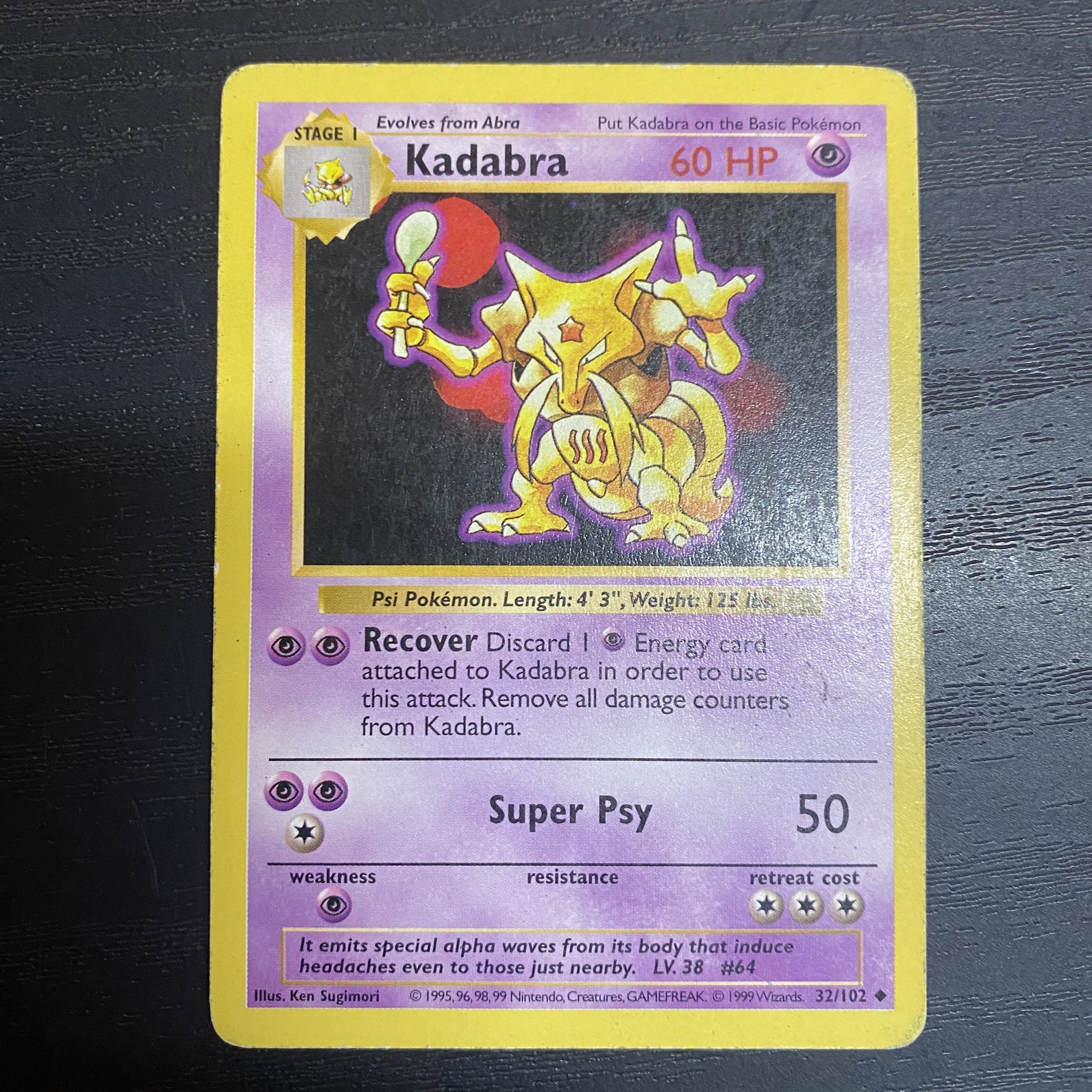 Kadabra 032/102 Base Set (Shadowless) MP