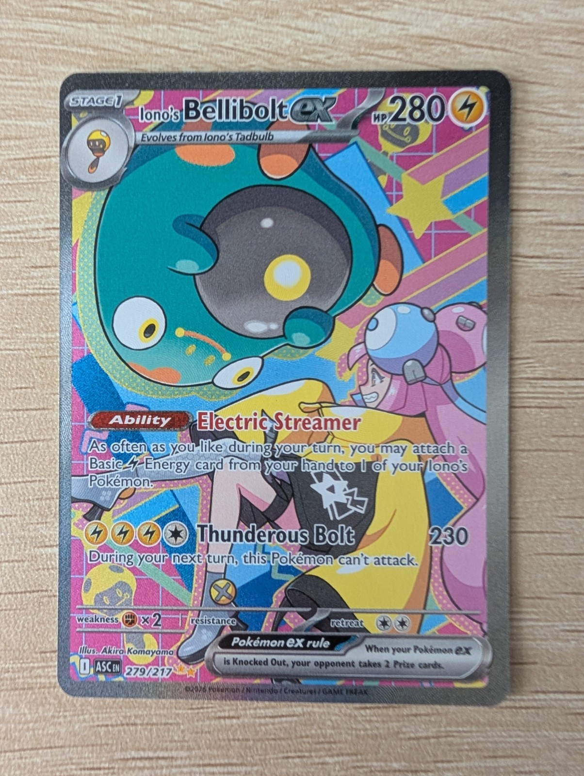 Lonos Bellibolt ex 279/217 Pokemon Ascended Heroes SIR NM