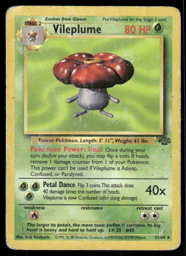1999 Pokemon Vileplume Rare Jungle 31/64 Unlimited DMG