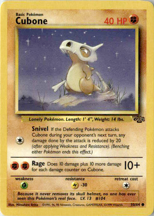 Cubone Unlimited Common Jungle 50/64 NM