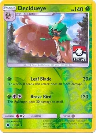 Decidueye (Pokemon League) 11/149 League & Championship Cards Holo Promo NM 2016