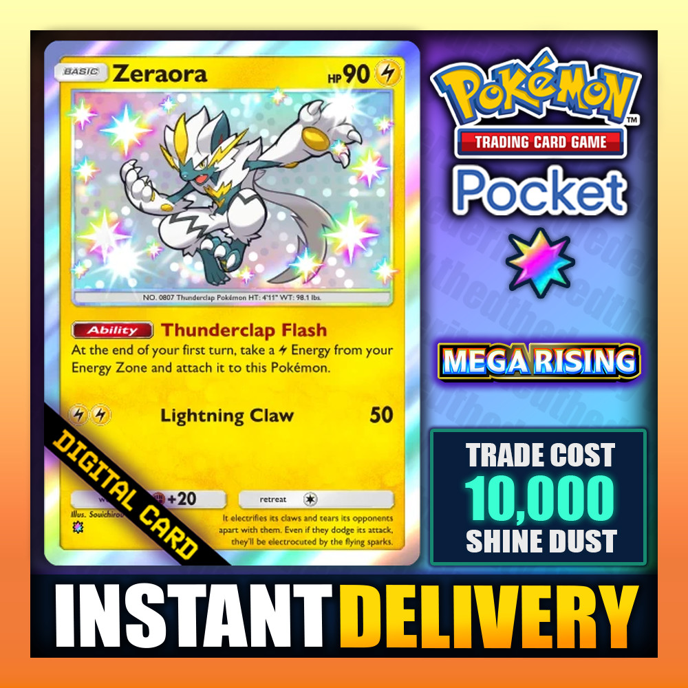 Zeraora – Pokemon TCG Pocket – Shiny ✡️ Mega Rising – English – Fast Trade ✅