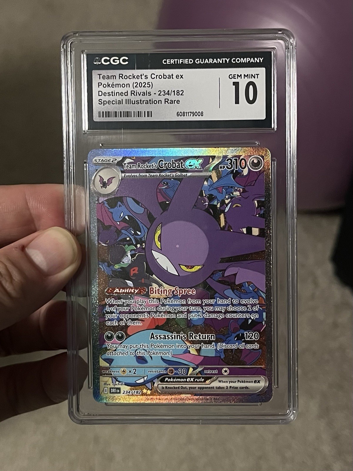 Team Rocket’s Crobat EX CGC 10 Pokemon 2025 S&V Destined Rivals SIR 234 Low POP