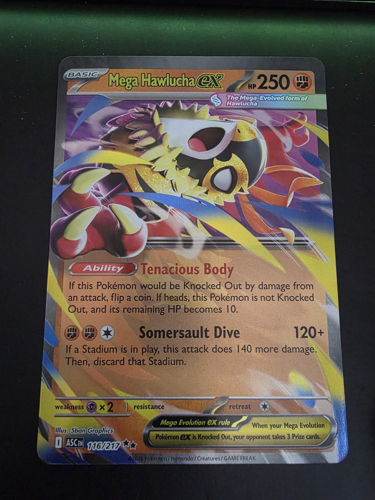 Mega Hawlucha ex Pokemon Ascended Heroes 116/217 Jumbo Promo Holo NM