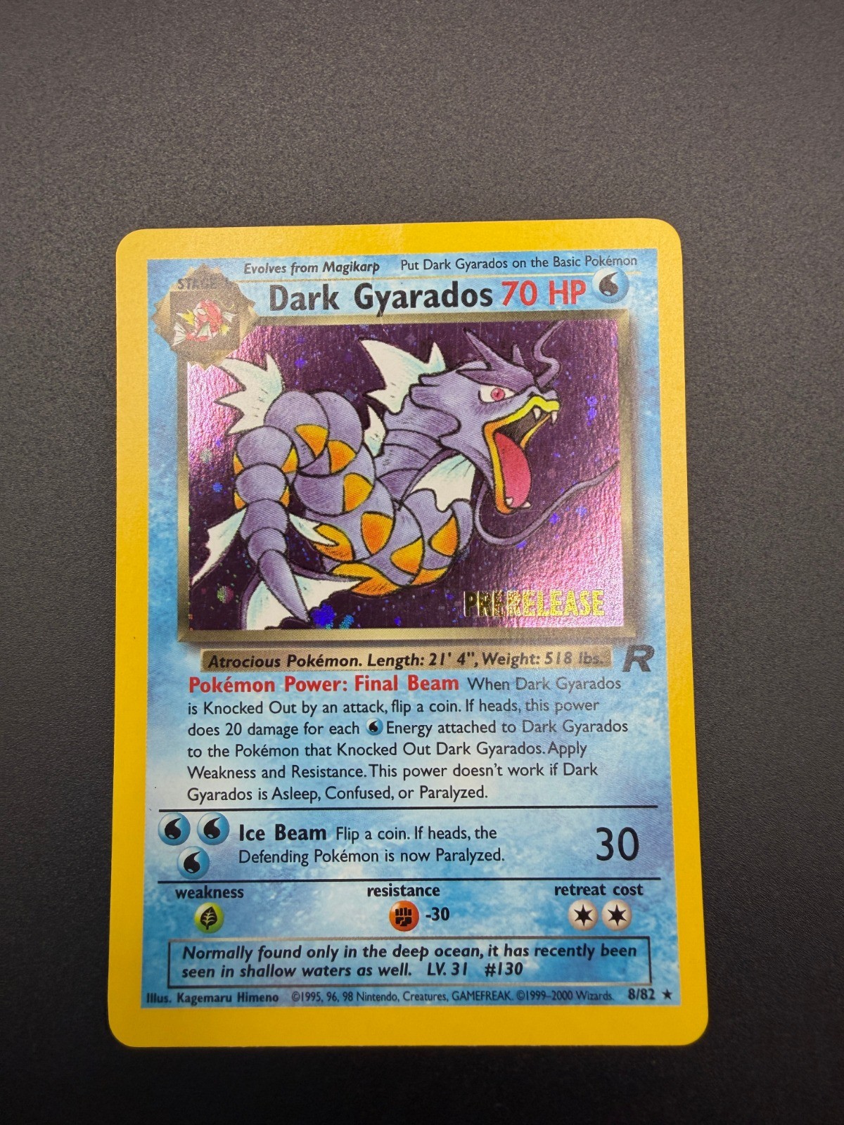 Pokemon Dark Gyarados (Prerelease) Holo Promo WoTC Promo 08/82 LP
