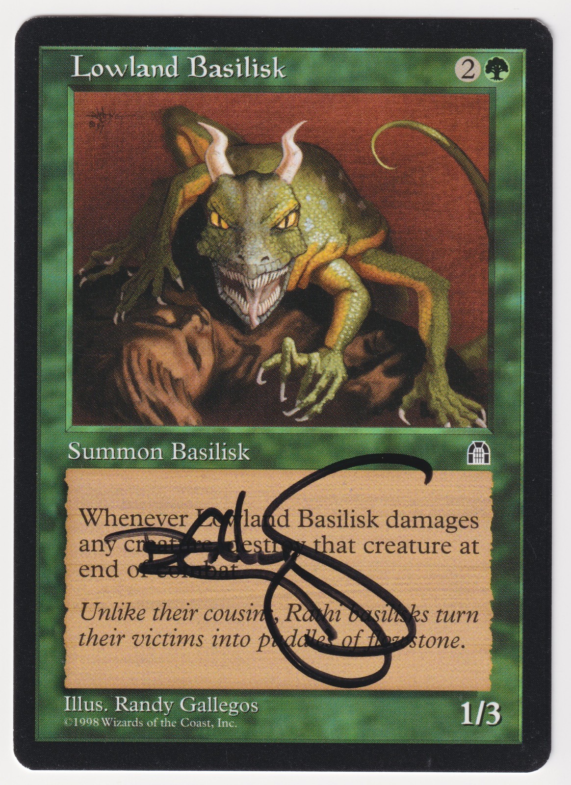 Signed Lowland Basilisk Proof LP Stronghold Artist Randy Gallegos MTG Magic AP!