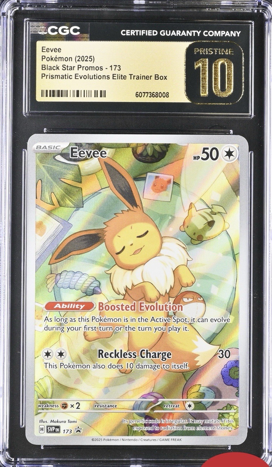 CGC 10 Pristine Eevee #173 Prismatic ETB Elite Trainer Box Black Star Promo