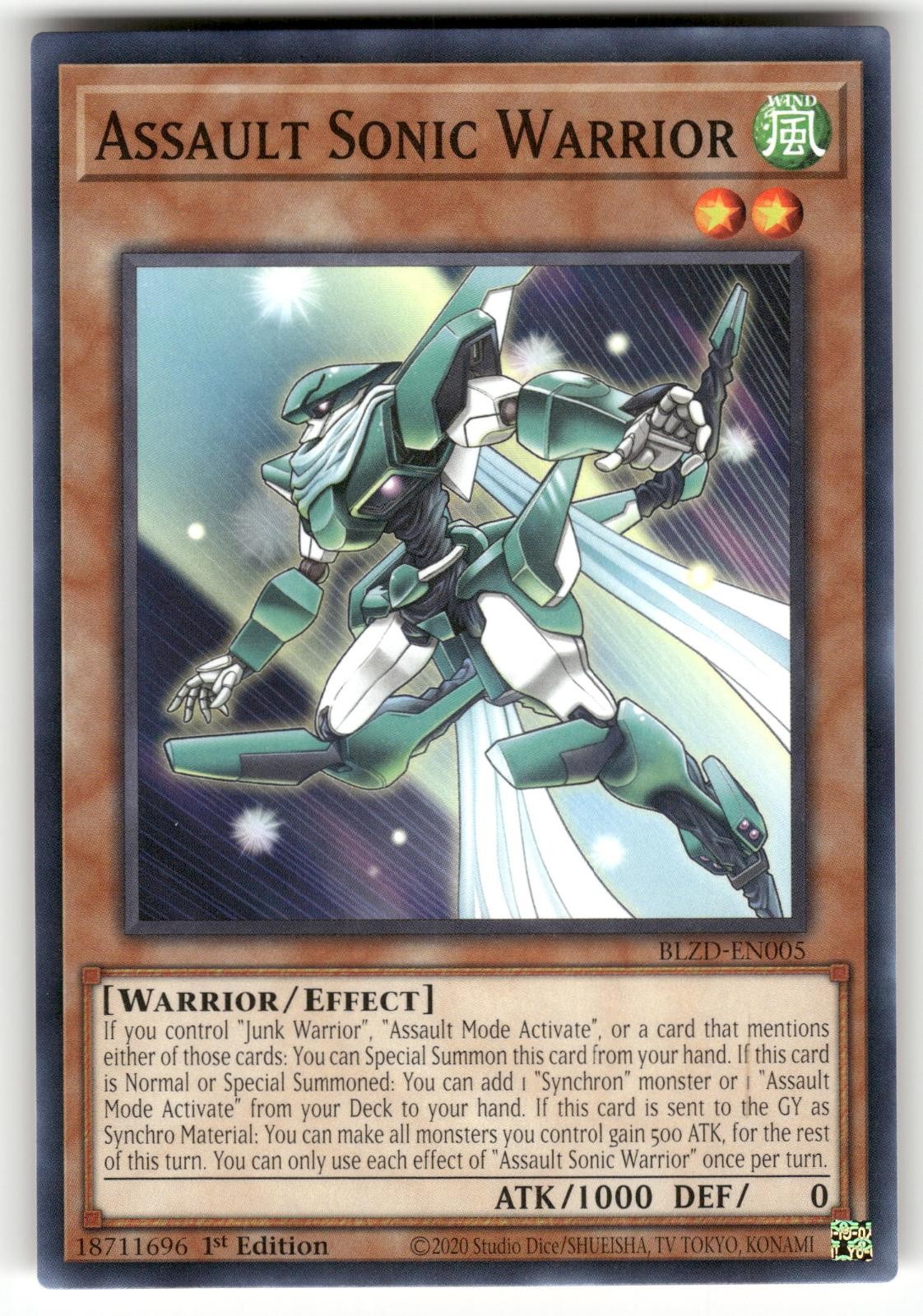 Assault Sonic Warrior BLZD-EN005 Common Blazing Dominion Yu-Gi-Oh NM