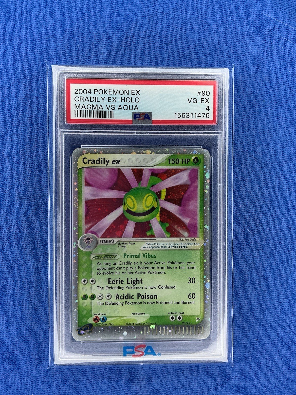 2000 Pokemon EX Magma vs Aqua Cradily Ex Holo #90/95 PSA 4