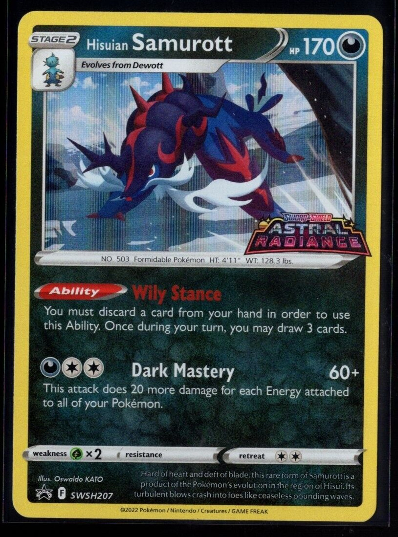 Hisuian Samurott SWSH207 Pre Release Stamped Black Star Promo Pokemon TCG NM
