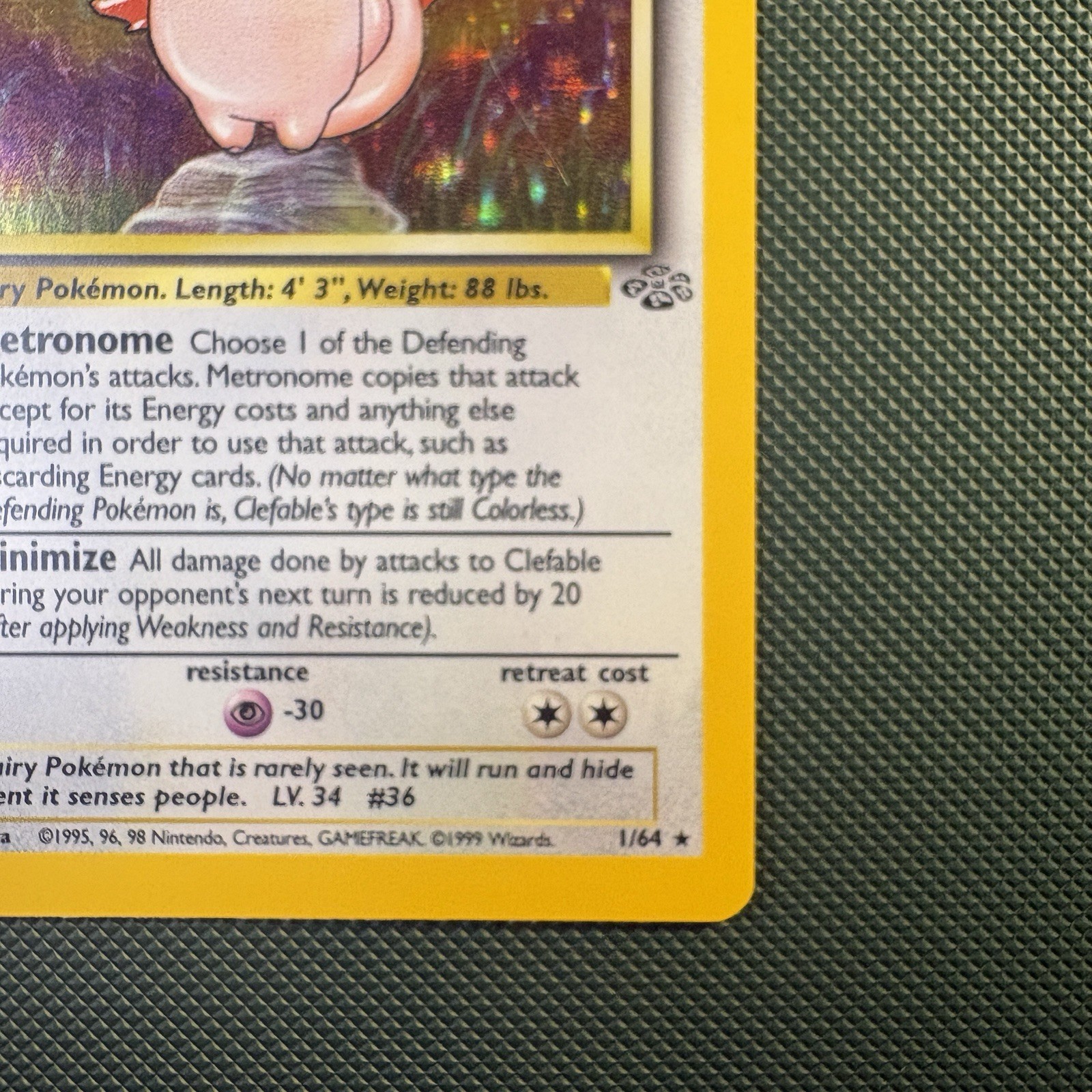 Pokémon Vintage Holo Clefable 01/64 Jungle WotC 1999